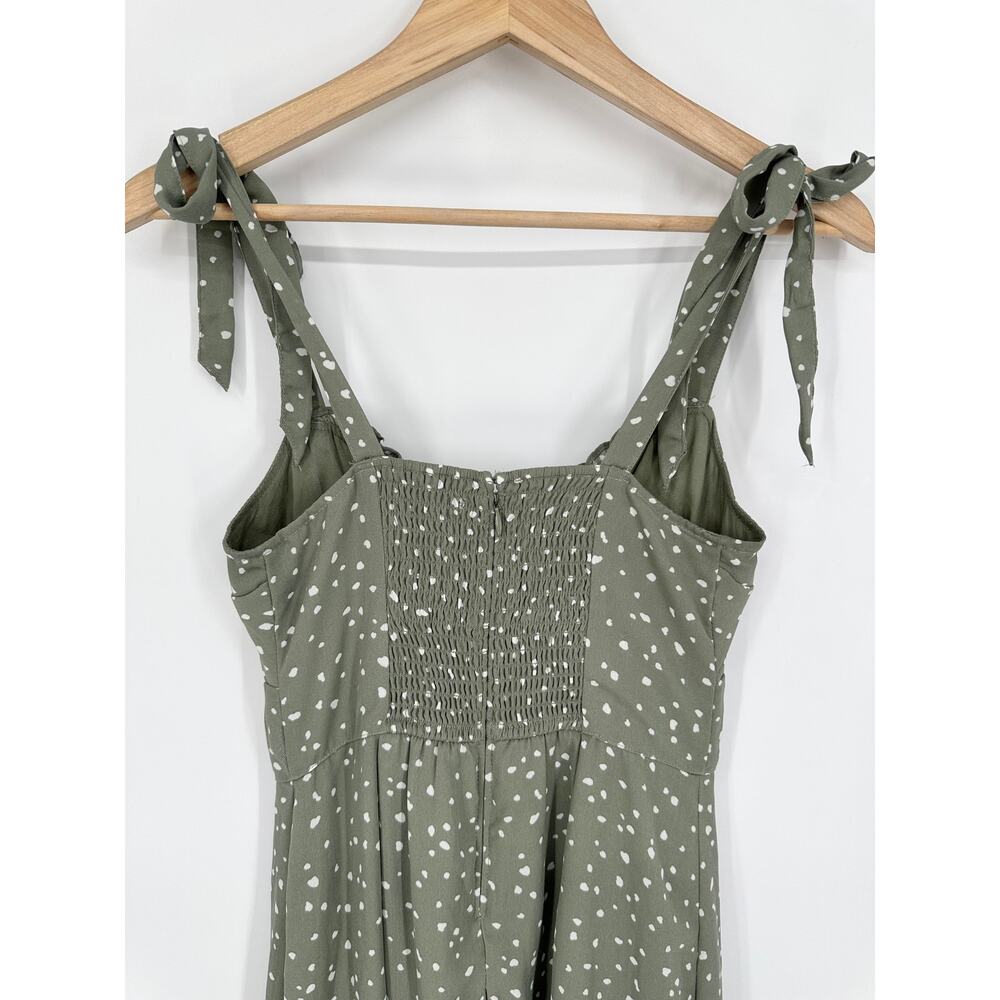 Abercrombie & Fitch Polka Dot Tie Strap Midi Dress Sweetheart Ruffle Side Slit - Picture 8 of 10